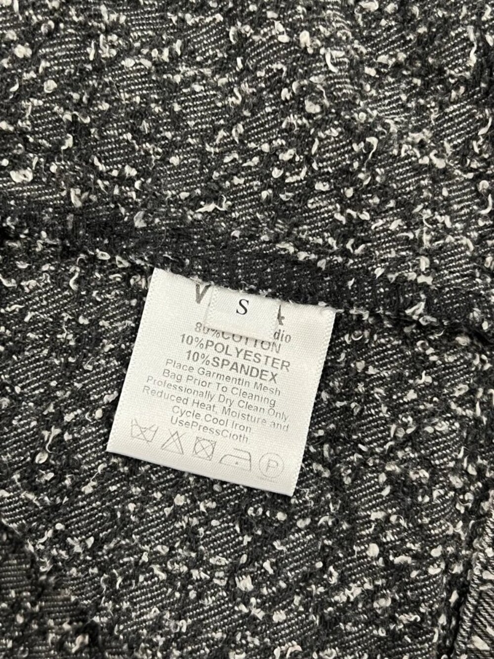 Vanka Studio Grey Boucle Tweed Fringe Cropped Jacket Gold Buttons Blazer S - Picture 5 of 5